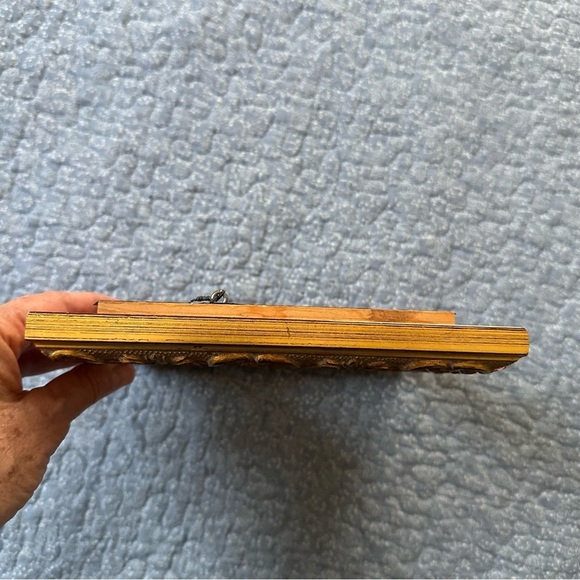 Vintage Photo Frame Elegant Gold & Brown Ornate Linen Border 3” x 4.5” Opening - Picture 11 of 16